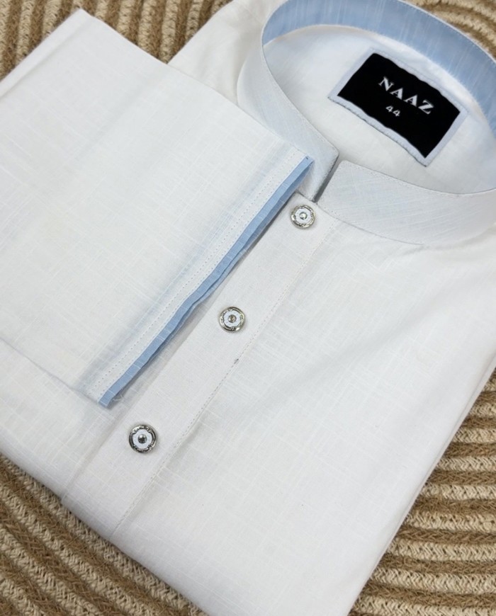 Premium Remi Cotton Panjabi – White Pearl