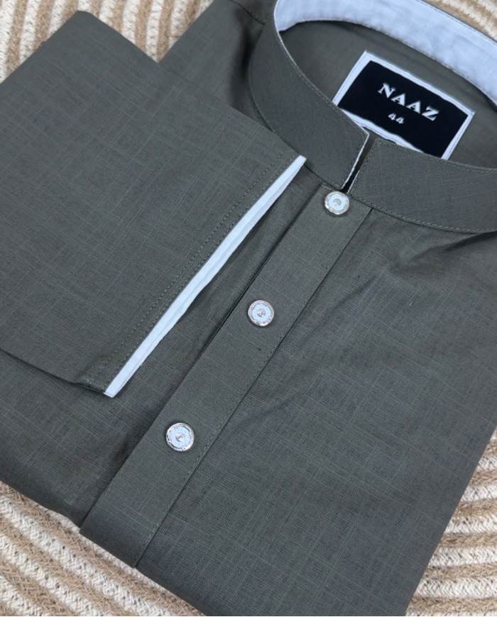 Premium Remi Cotton Panjabi – Olive